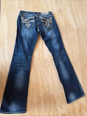 Rock Revival Blue Flare Jeans with Embroidered Back Pockets